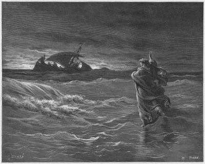 ギュスターヴドレ聖書：海の上を歩くイエス 作： Gustave Dore